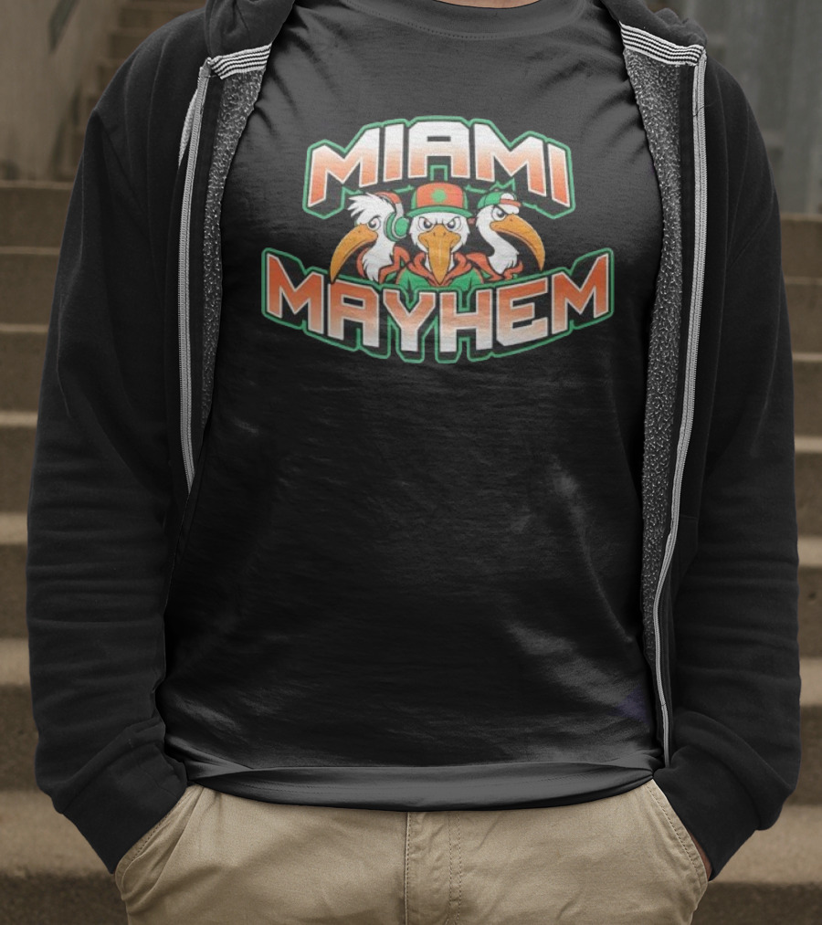 Miami Mayhem Bird Trio With Headphones And Attitude T-Shirt