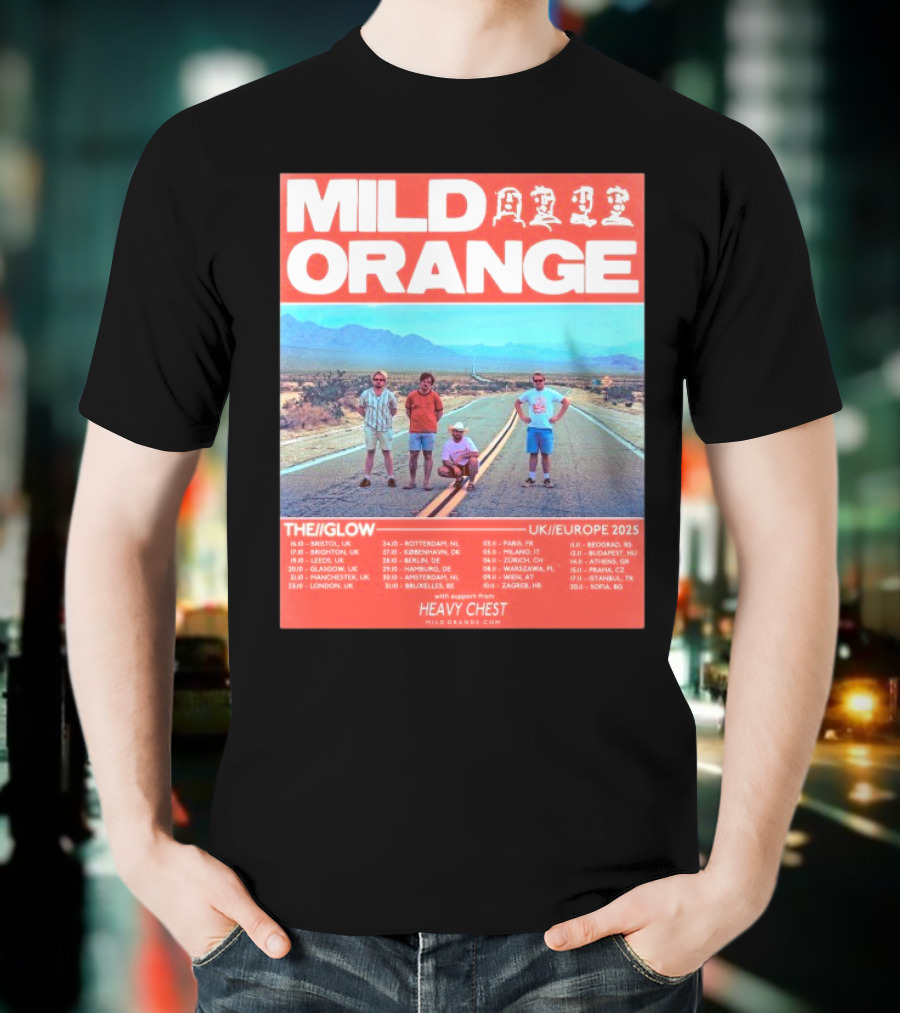 Mild Orange The Glow Tour UK Europe 2025 Dates Heavy Chest Support T-Shirt