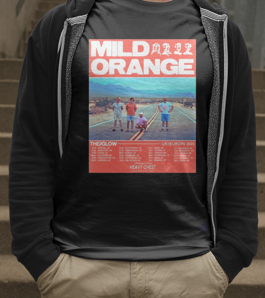 Mild Orange The Glow Tour UK Europe 2025 Dates Heavy Chest Support T-Shirt