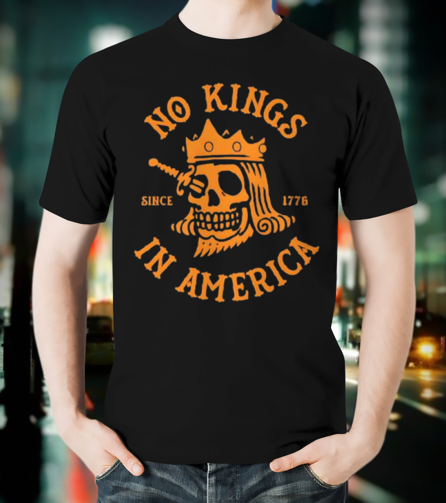 No Kings In America Since 1776 Skull Halloween T-Shirt