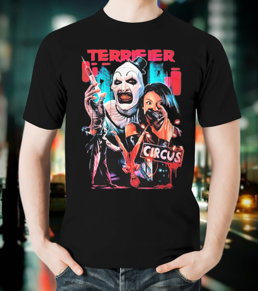 Terrifier Circus Horror Clown Costume And Horror Movie Imagery T-Shirt