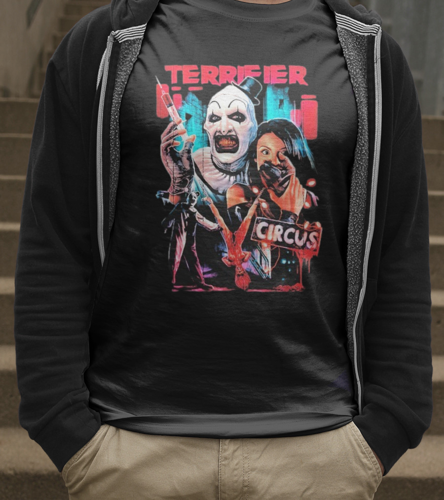 Terrifier Circus Horror Clown Costume And Horror Movie Imagery T-Shirt