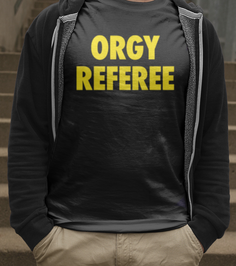 Orgy Referee Black Bold Yellow Text T-Shirt