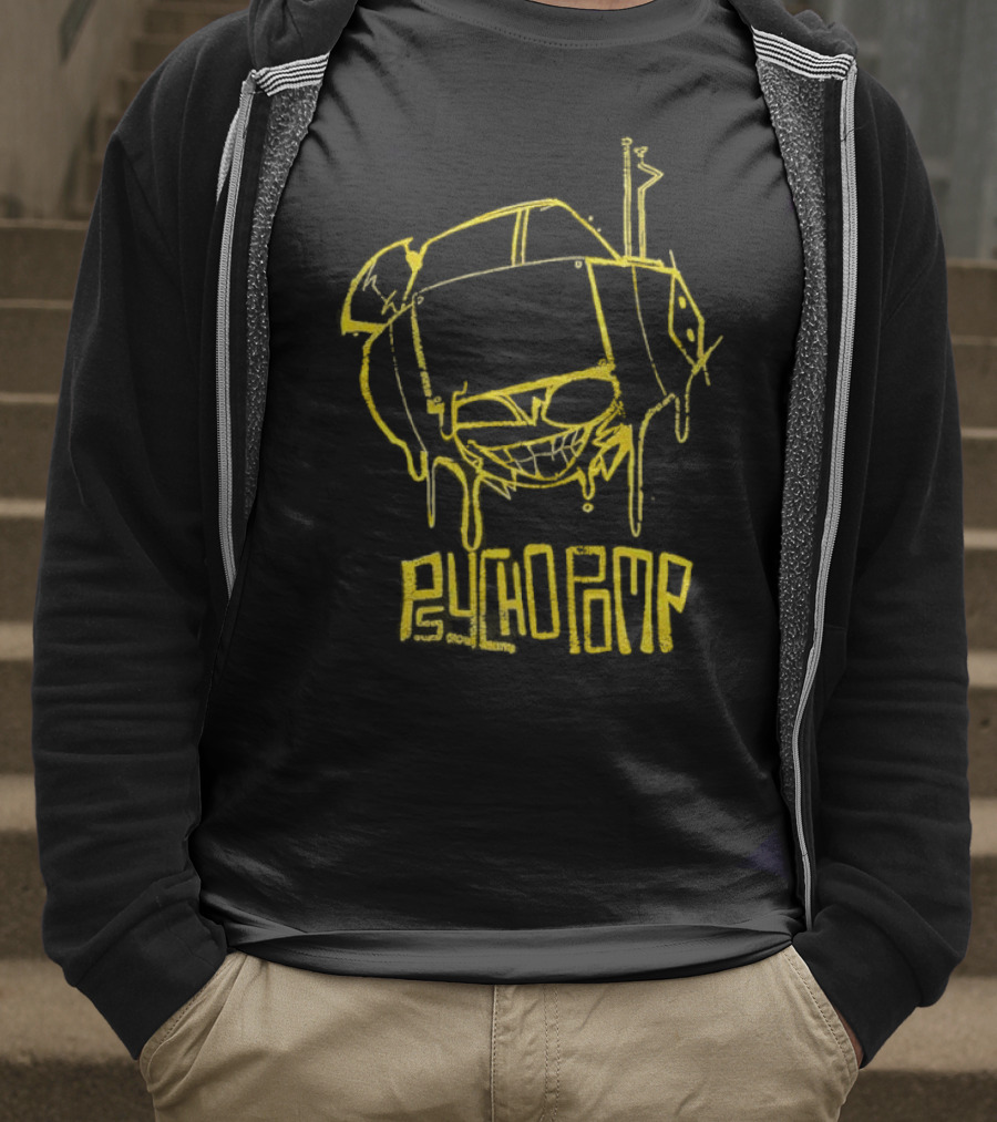 Psychedelic Psychopomp Melting Skeleton Face With Dripping Yellow Outline T-Shirt