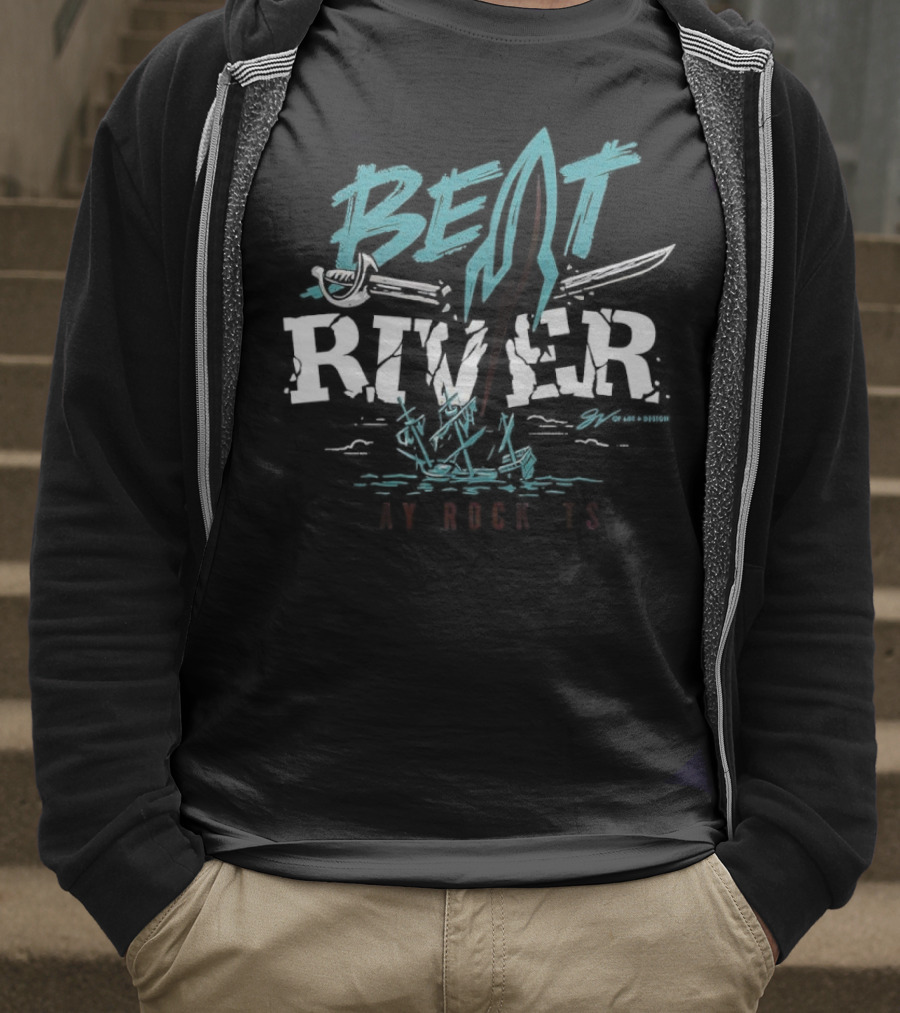 Beat River Bay Rockets Retro Rocket Logo Colorful Text T-Shirt