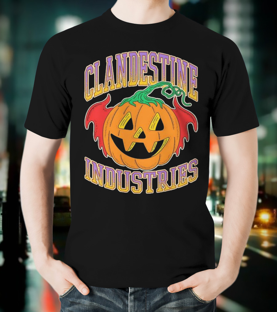 Clandestine Industries Halloween Bat Pumpkin T-Shirt