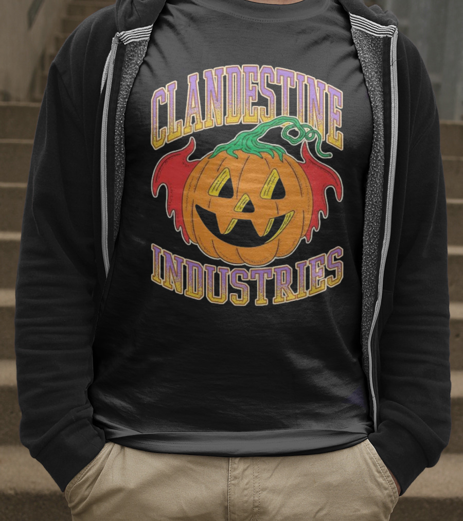 Clandestine Industries Halloween Bat Pumpkin T-Shirt