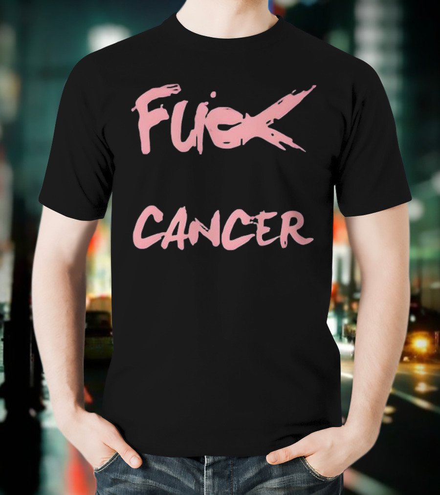 Daren Bates Fuck Cancer Pink Bold Statement T-Shirt