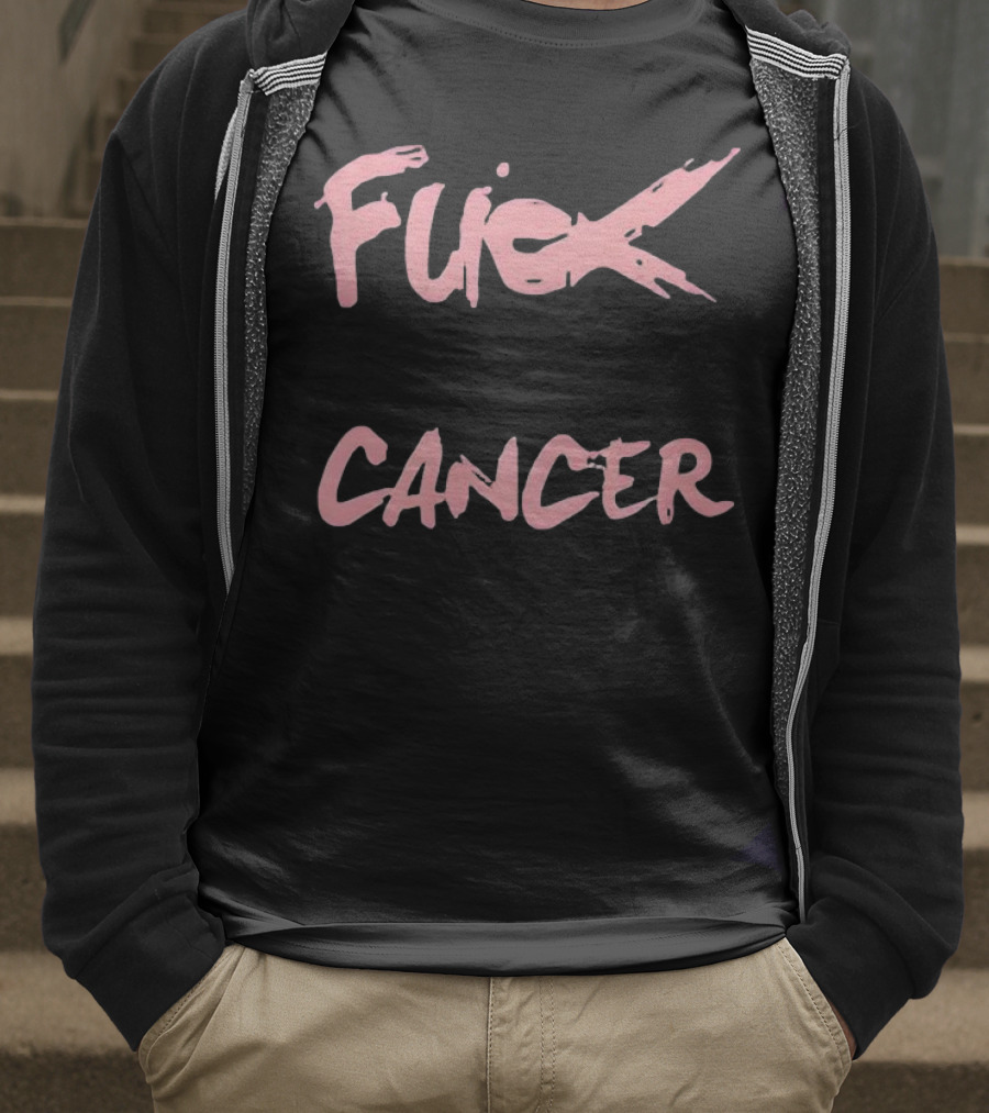 Daren Bates Fuck Cancer Pink Bold Statement T-Shirt