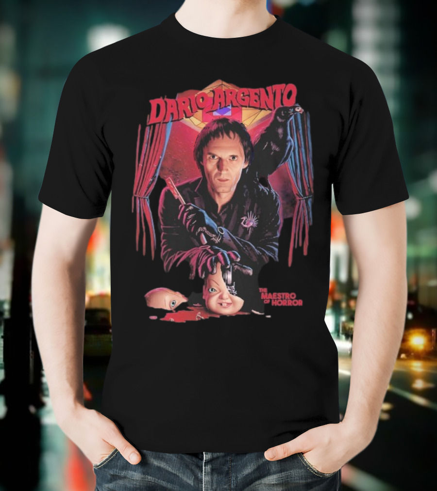 Dario Argento The Maestro Of Horror With Dark Raven And Creepy Doll Head T-Shirt
