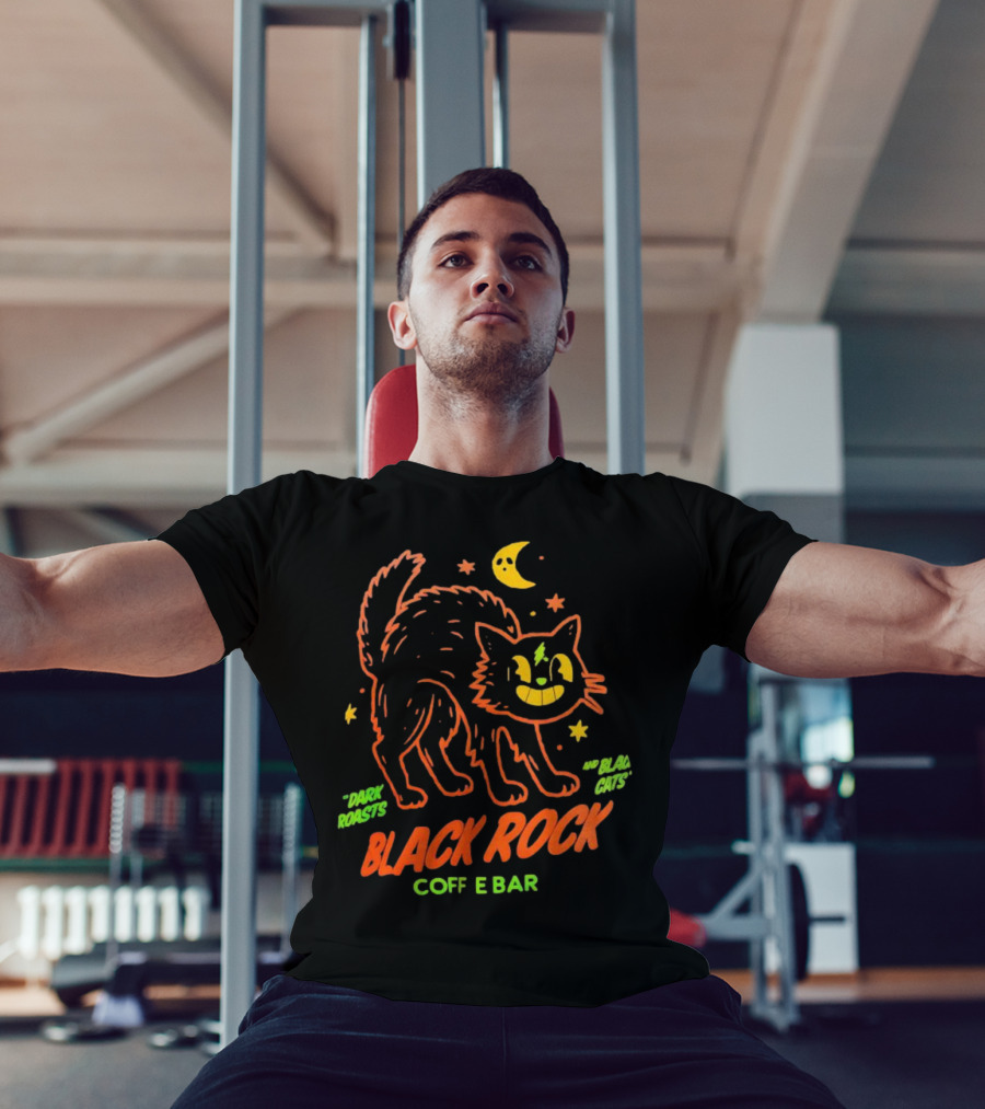 Dark Roasts Black Cats Black Rock Coffee Bar Moon And Stars T-Shirt