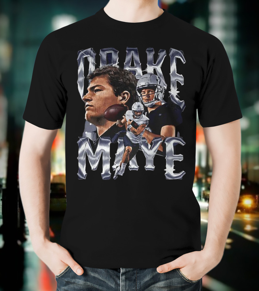 Drake Maye Football Player Vintage Bling Style T-Shirt