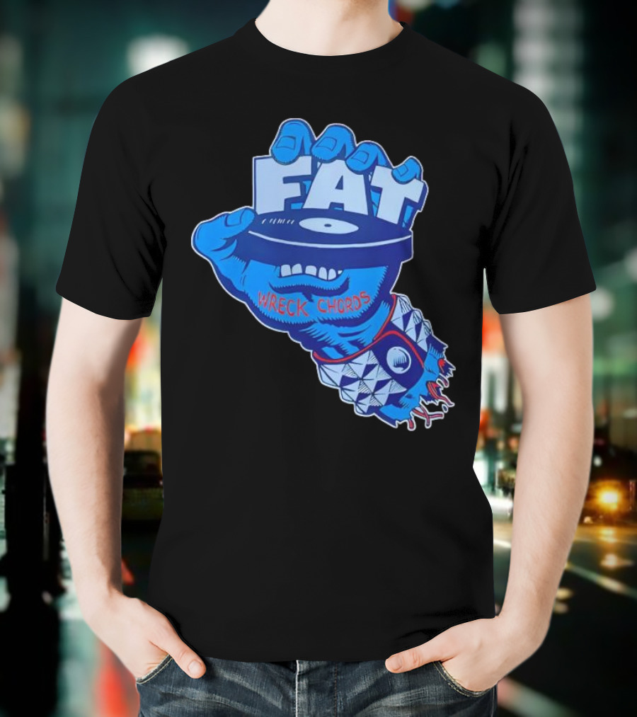 Fat Wreck Chords Blue Zombie Hand Record Design T-Shirt