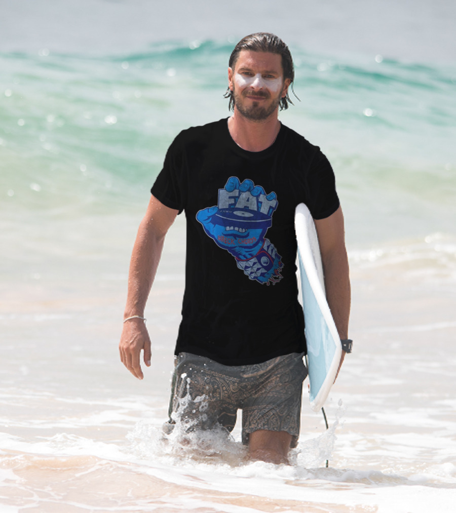 Fat Wreck Chords Blue Zombie Hand Record Design T-Shirt