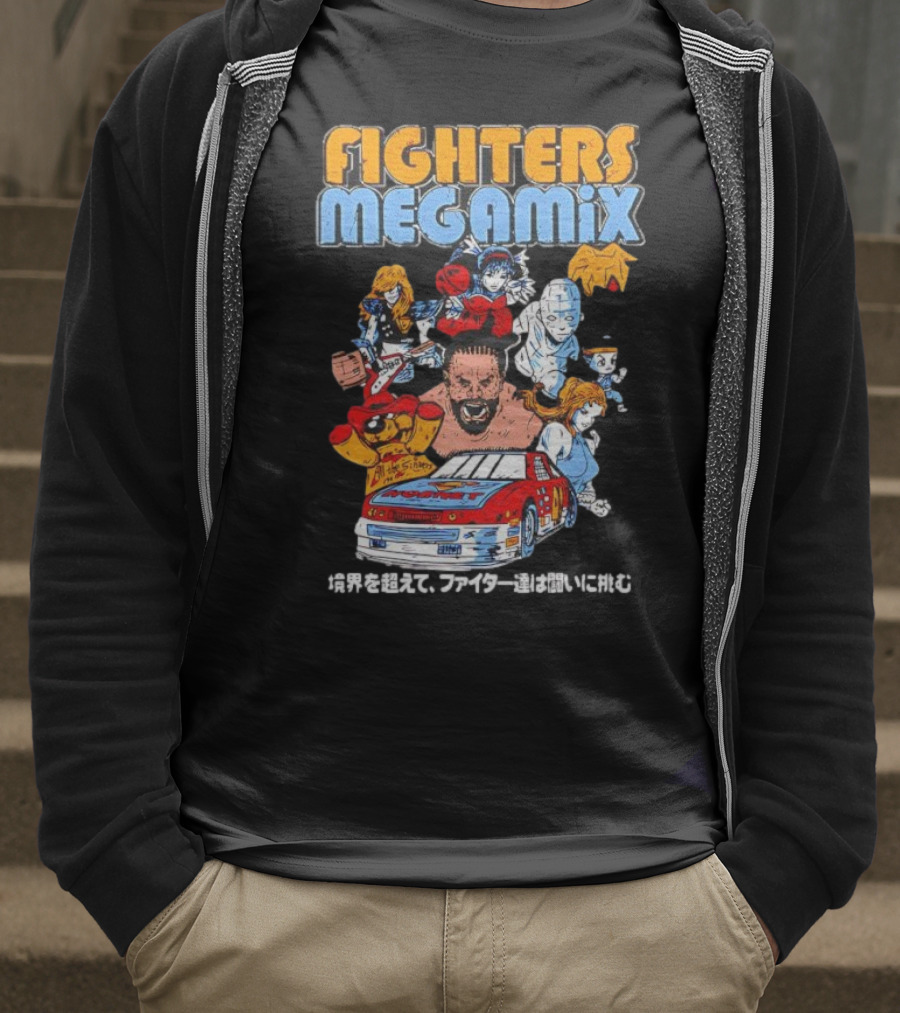 Fighters Megamix 1996 Video Game Classic Characters And Car Japan Edition T-Shirt