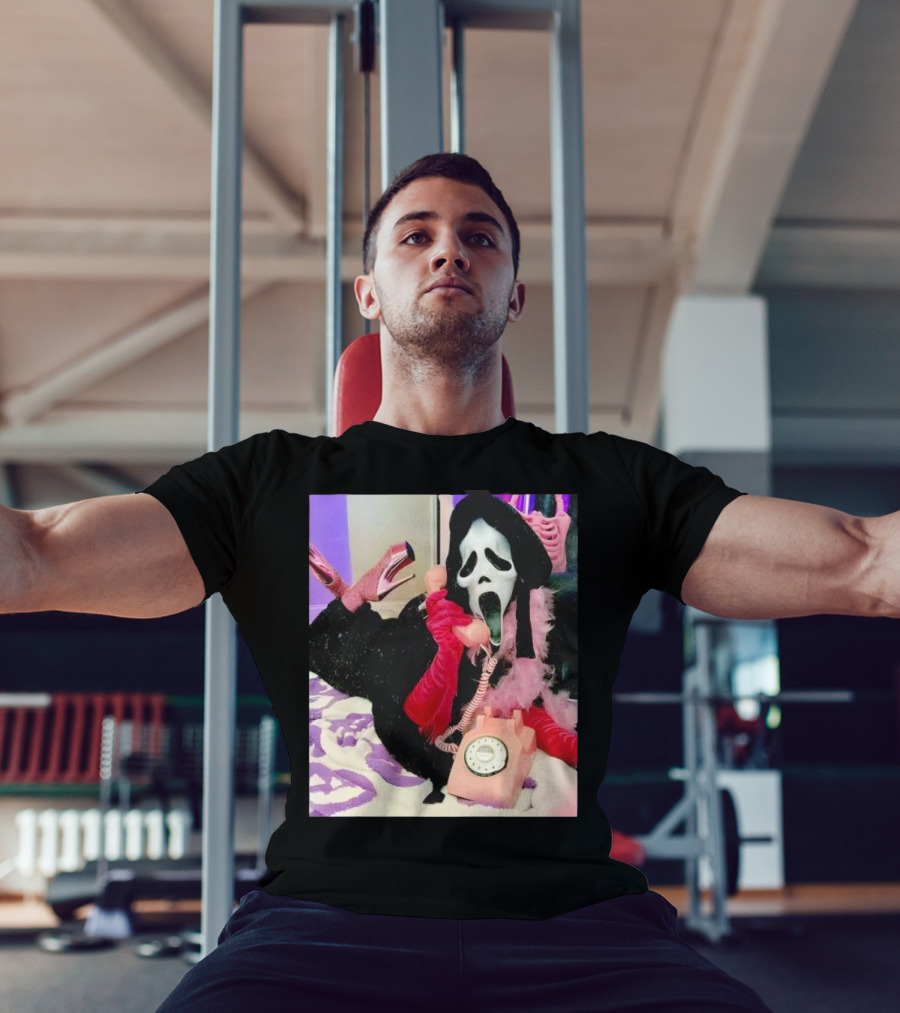 Scream Ghostface Halloween Pink Vintage Telephone Retro Style T-Shirt