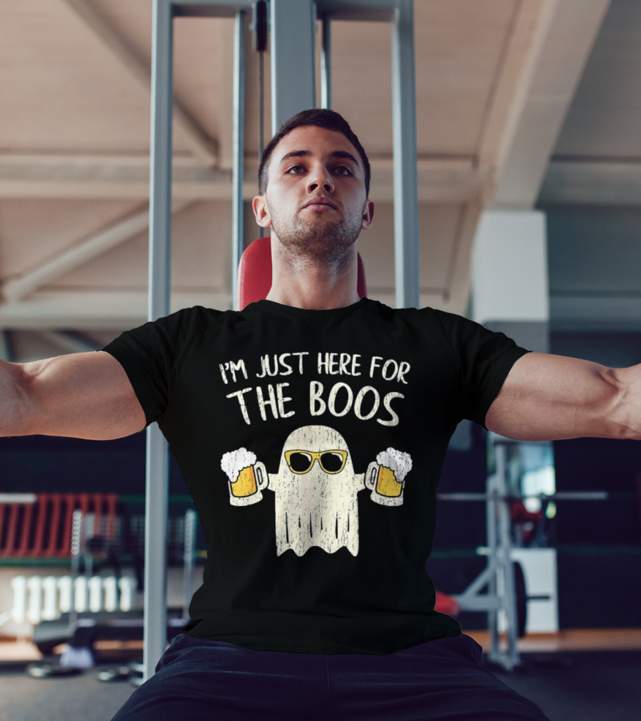 I'm Just Here For The Boos Funny Ghost Sunglasses Beer S T-Shirt