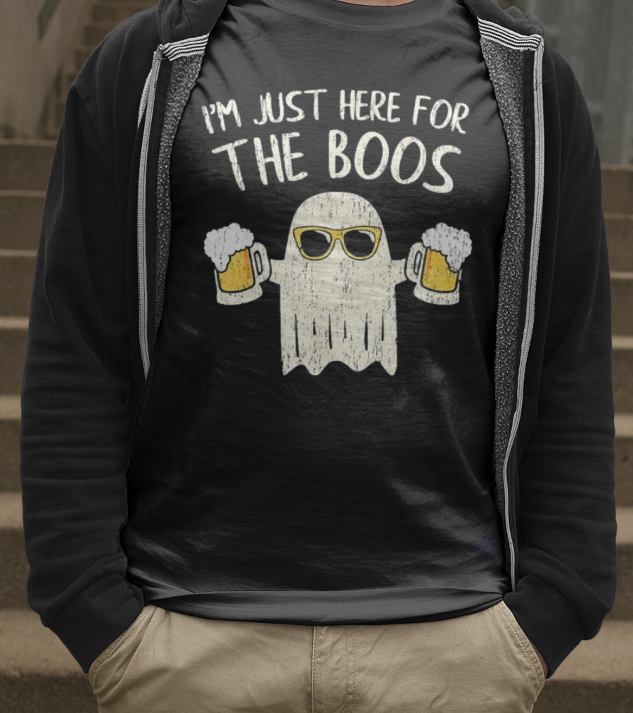 I'm Just Here For The Boos Funny Ghost Sunglasses Beer S T-Shirt