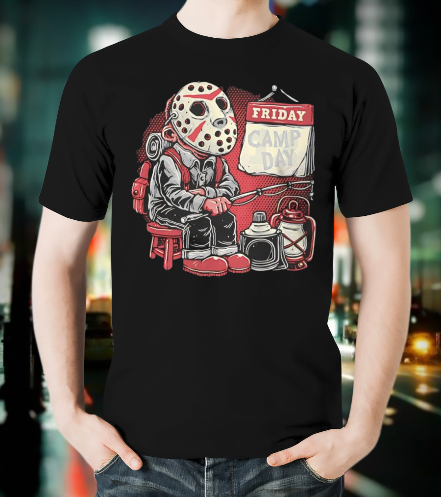 Friday Camp Day Jason Voorhees Camping Theme T-Shirt