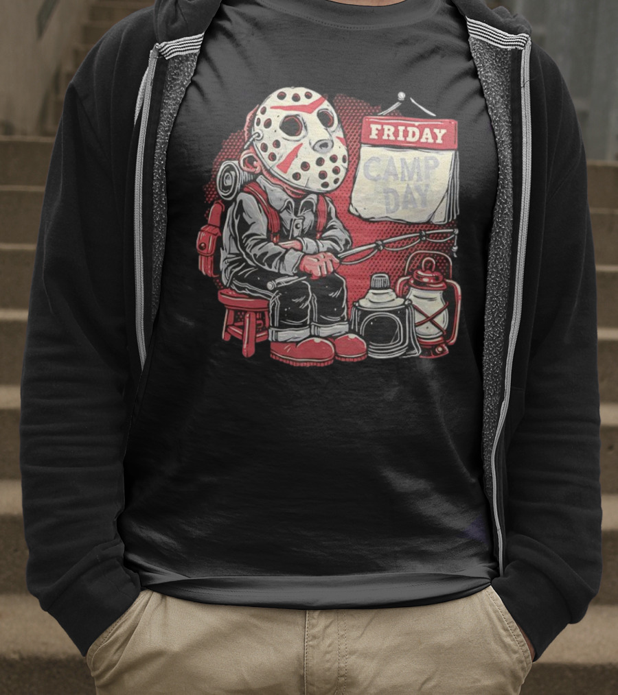 Friday Camp Day Jason Voorhees Camping Theme T-Shirt
