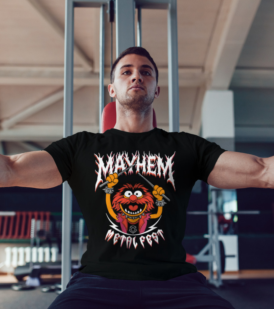 Mayhem Metal Fest Animal Muppets Character Rock Drummer T-Shirt