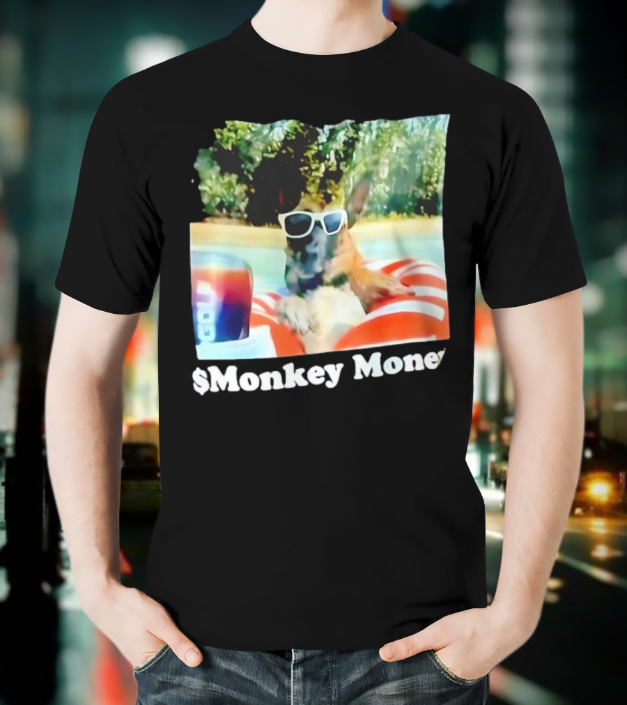 Monkey Money Dog German Shepherd Sunglasses Pool Float Chill T-Shirt