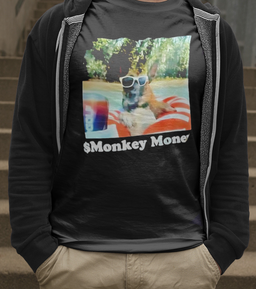 Monkey Money Dog German Shepherd Sunglasses Pool Float Chill T-Shirt