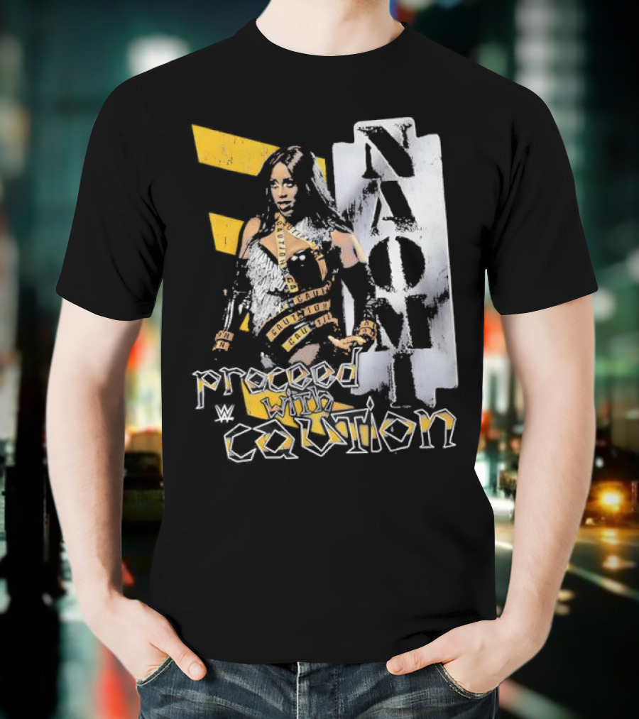 Naomi Proceed With Caution Bold Yellow And White T-Shirt