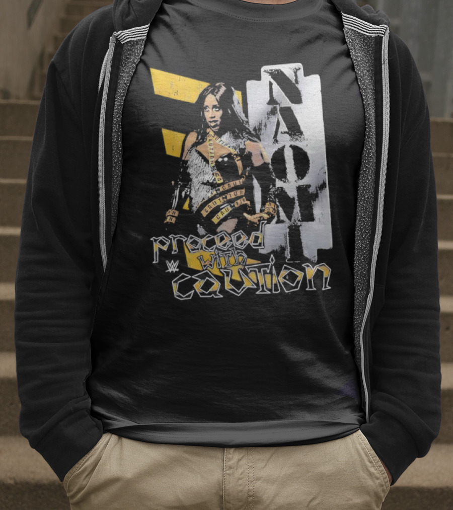 Naomi Proceed With Caution Bold Yellow And White T-Shirt