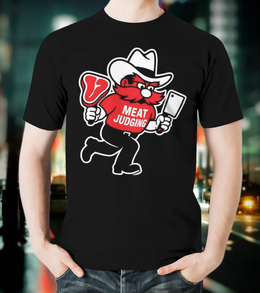 Raider Red Meat Judging Steak Cleaver Cowboy Hat T-Shirt