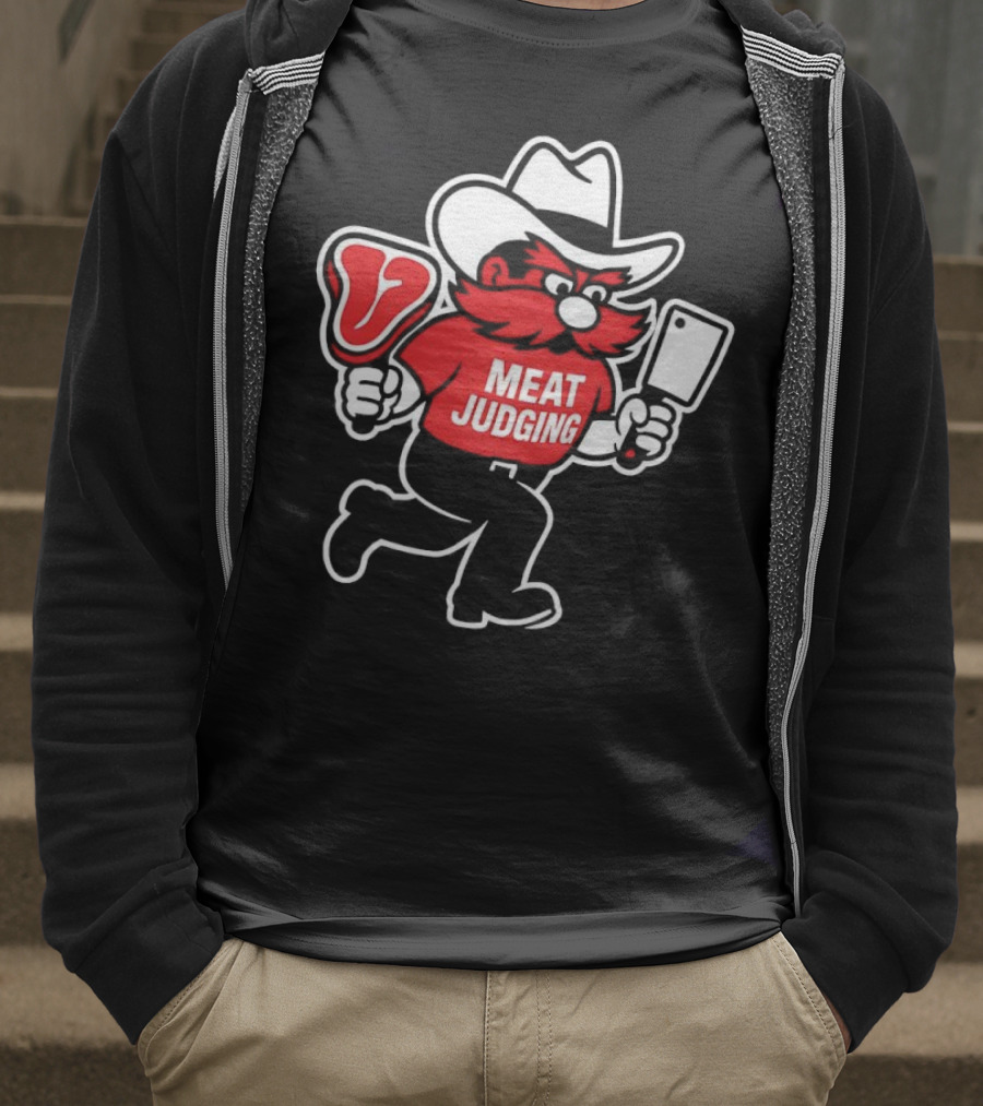 Raider Red Meat Judging Steak Cleaver Cowboy Hat T-Shirt