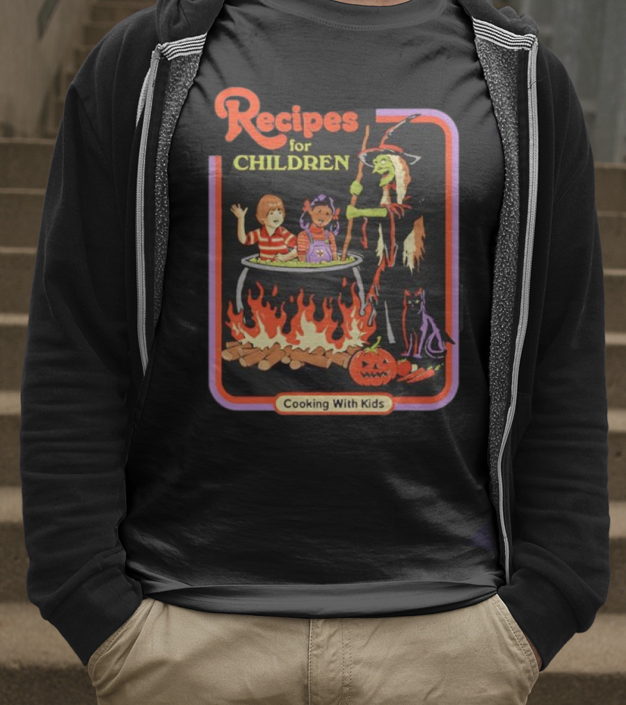 Recipes For Children Cooking With Kids Halloween Witch Cauldron Fire T-Shirt