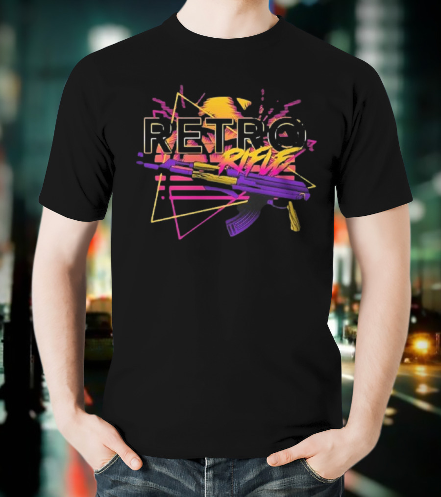 Retro Rifle Graffiti AK-47 Neon Aesthetic T-Shirt