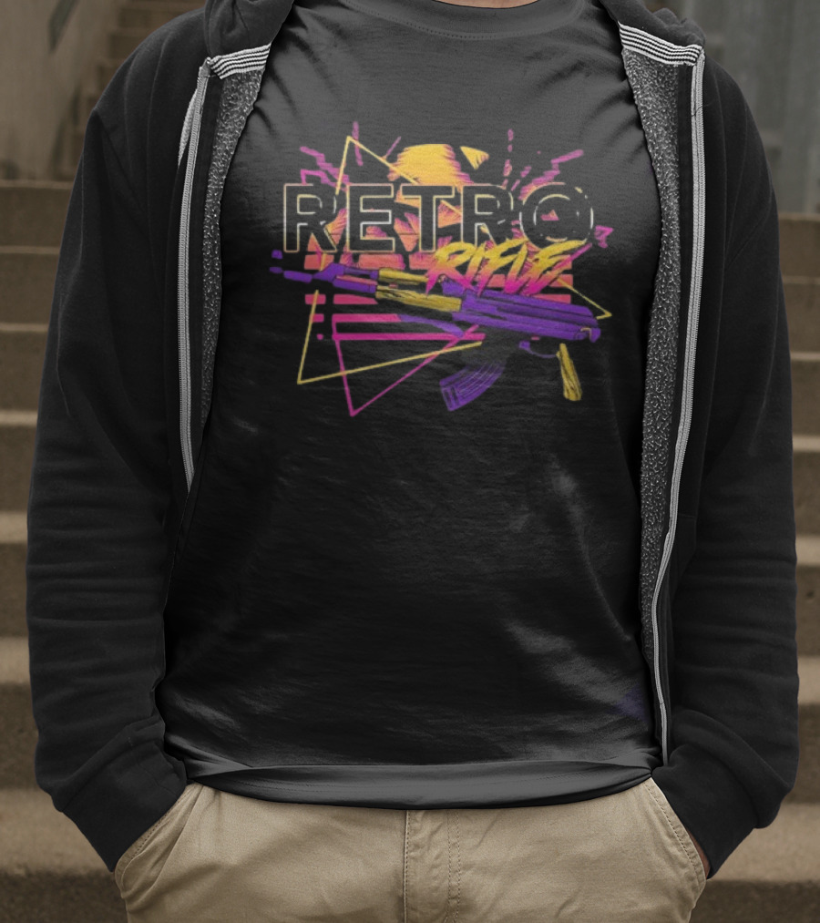 Retro Rifle Graffiti AK-47 Neon Aesthetic T-Shirt