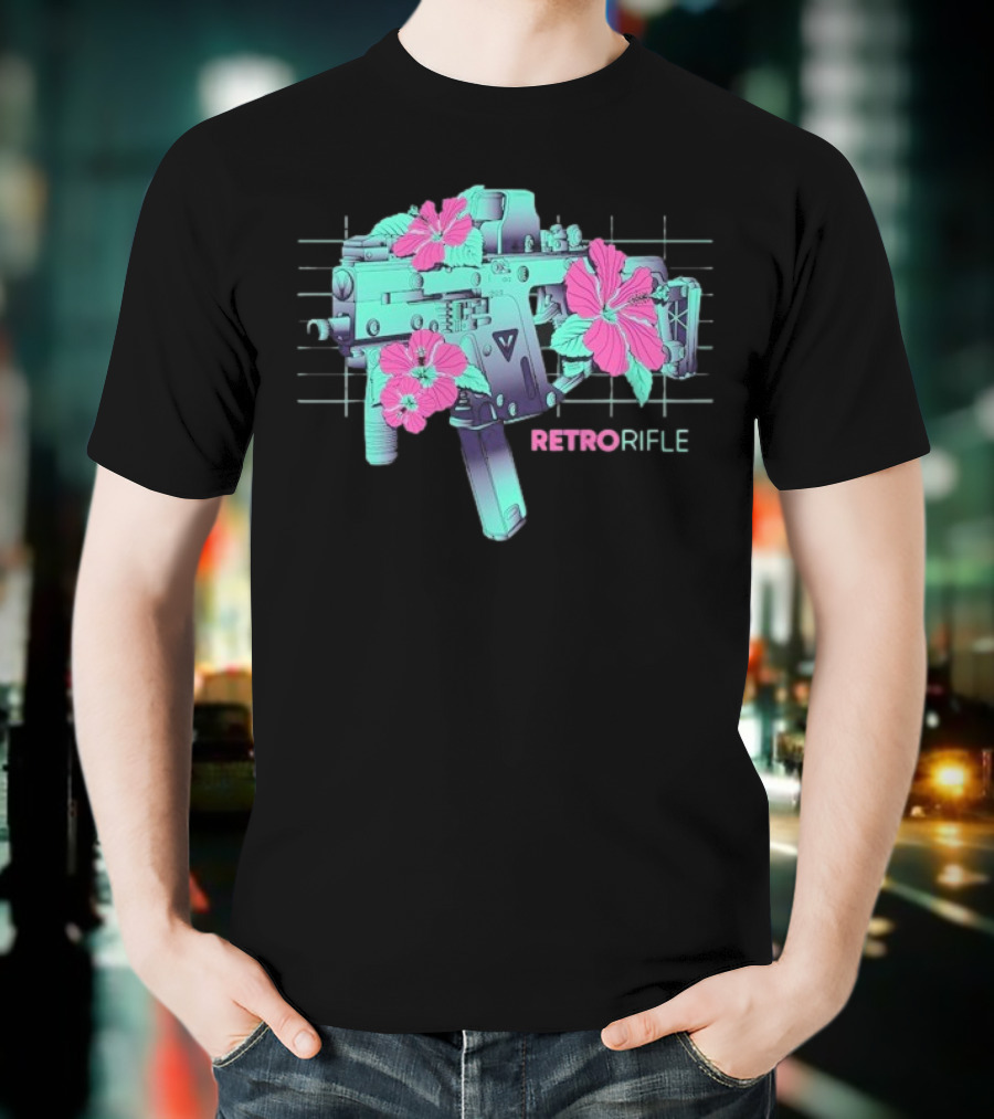 Retro Rifle Floral Fusion Blossoms T-Shirt
