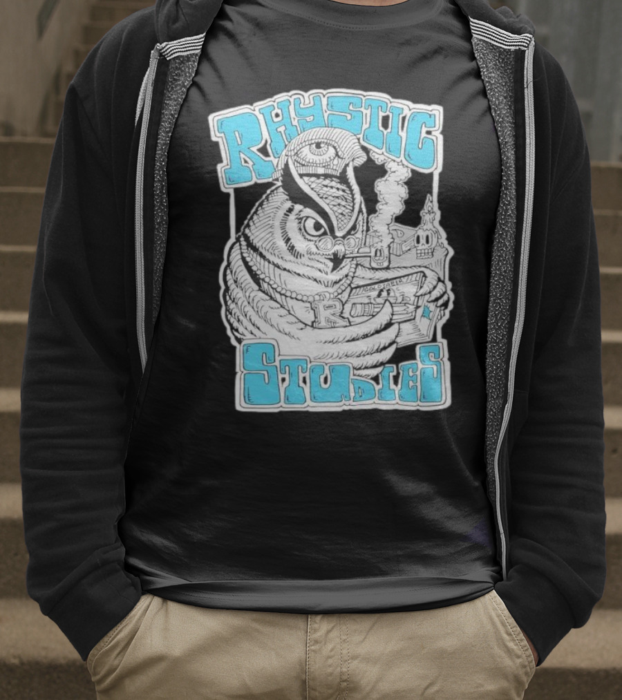Rhystic Studies Owl Smoking Pipe Reading Book Goldsaber Collaboration T-Shirt