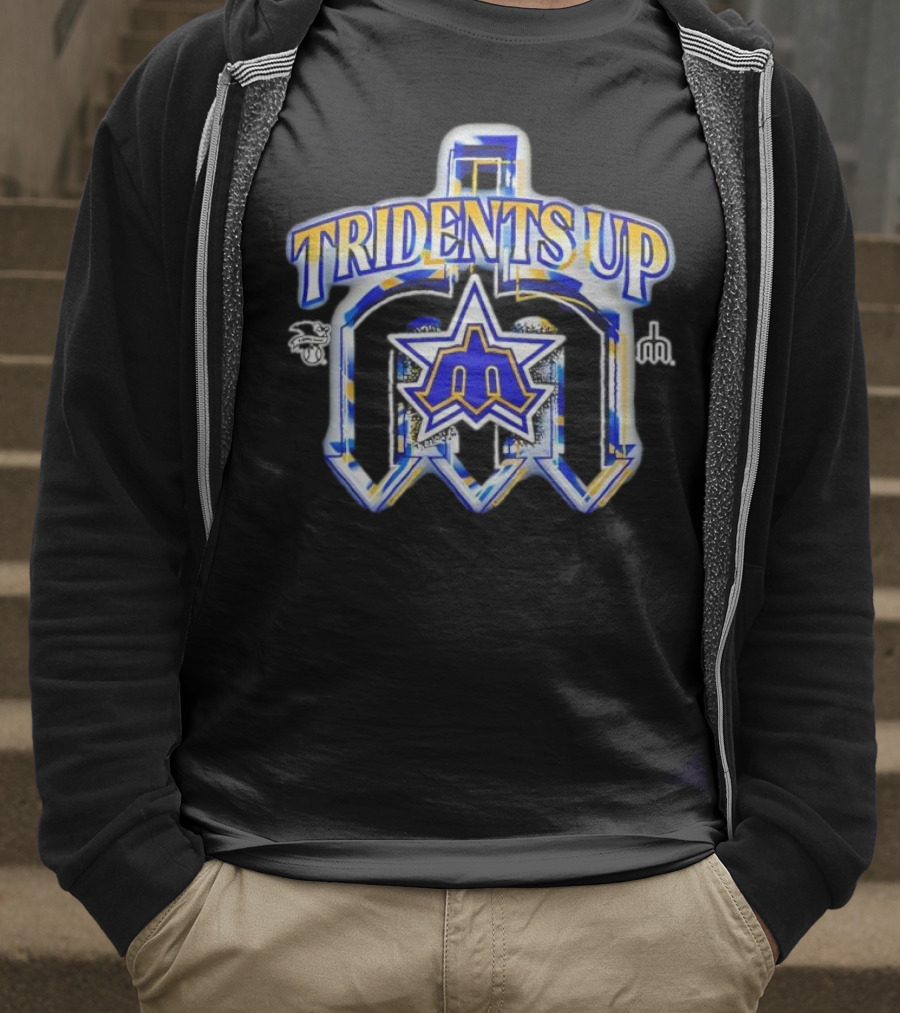 Seattle Mariners Tridents Up Blue Yellow Star MLB Sports Team T-Shirt