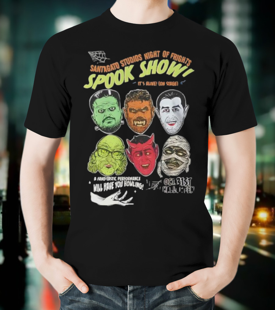 Santagato Studios Night Of Frights Spook Show Monster Mash Live On Stage T-Shirt