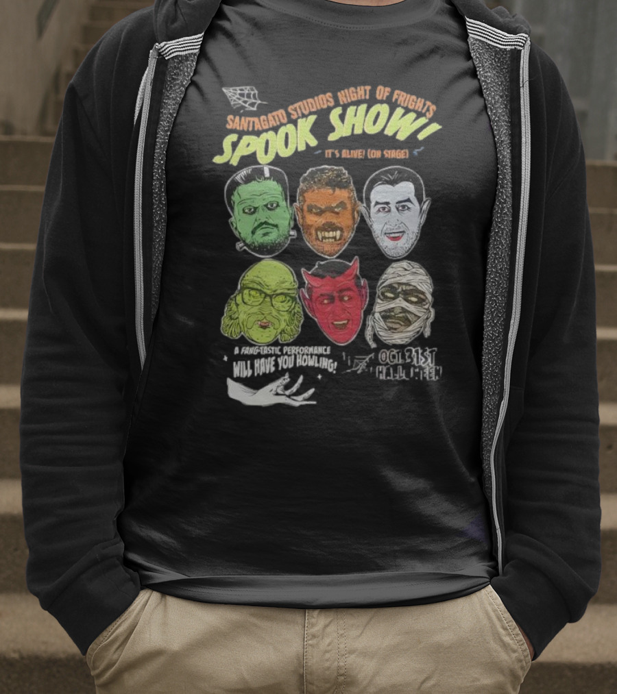 Santagato Studios Night Of Frights Spook Show Monster Mash Live On Stage T-Shirt
