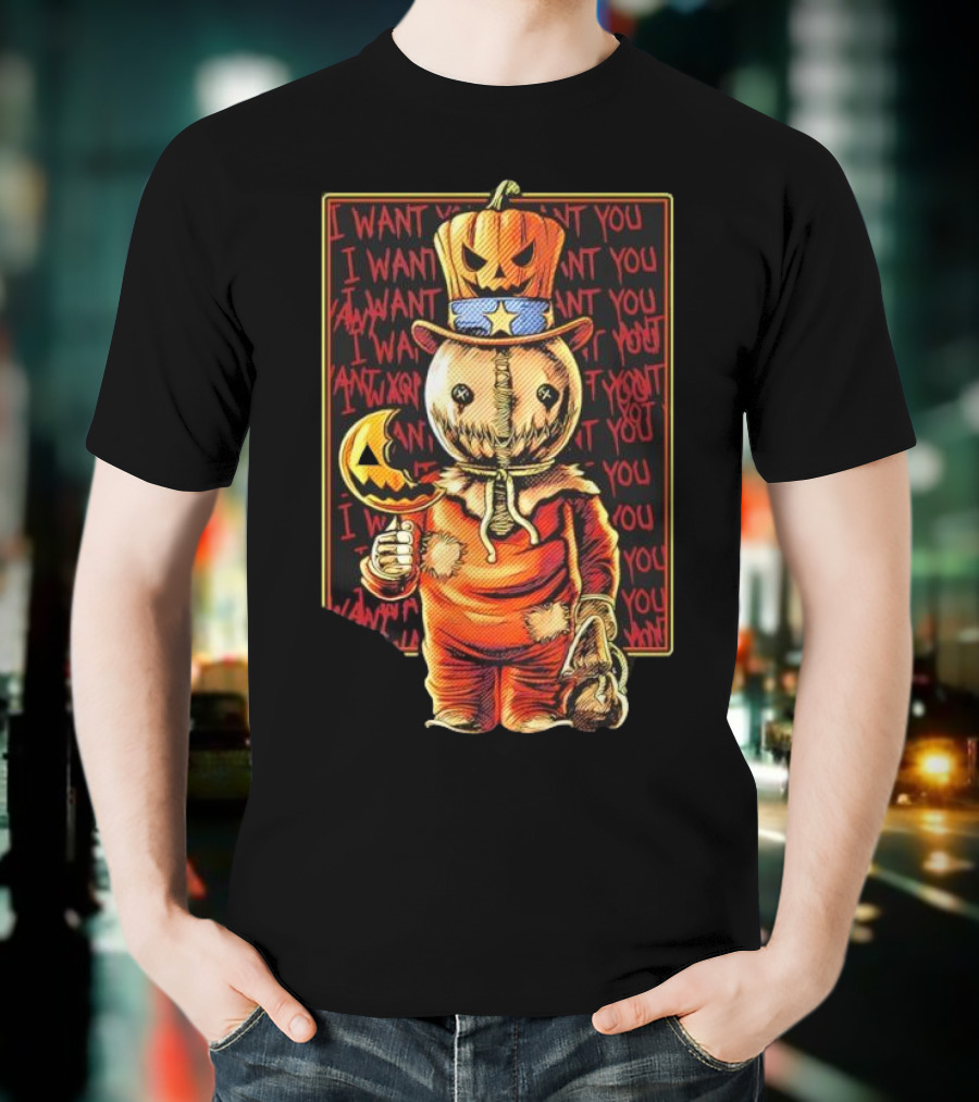 Uncle Sammy Trick 'r Treat Halloween Pumpkin Head I Want You T-Shirt