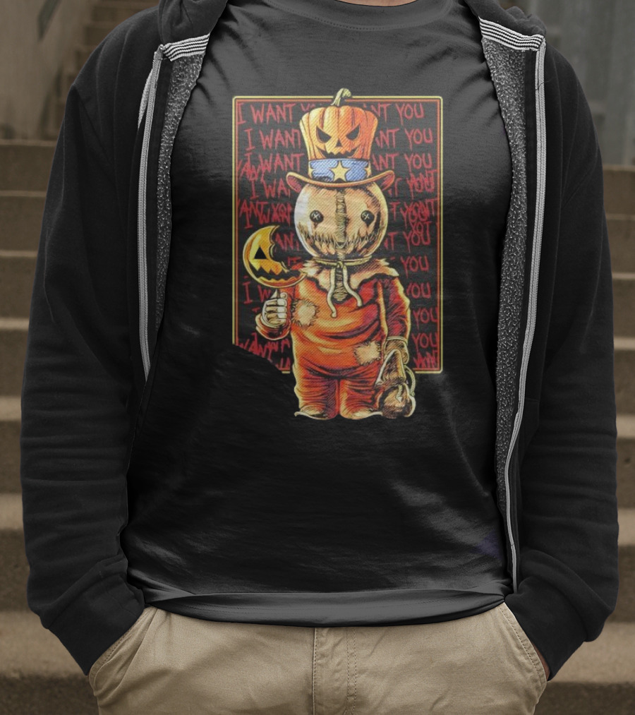 Uncle Sammy Trick 'r Treat Halloween Pumpkin Head I Want You T-Shirt