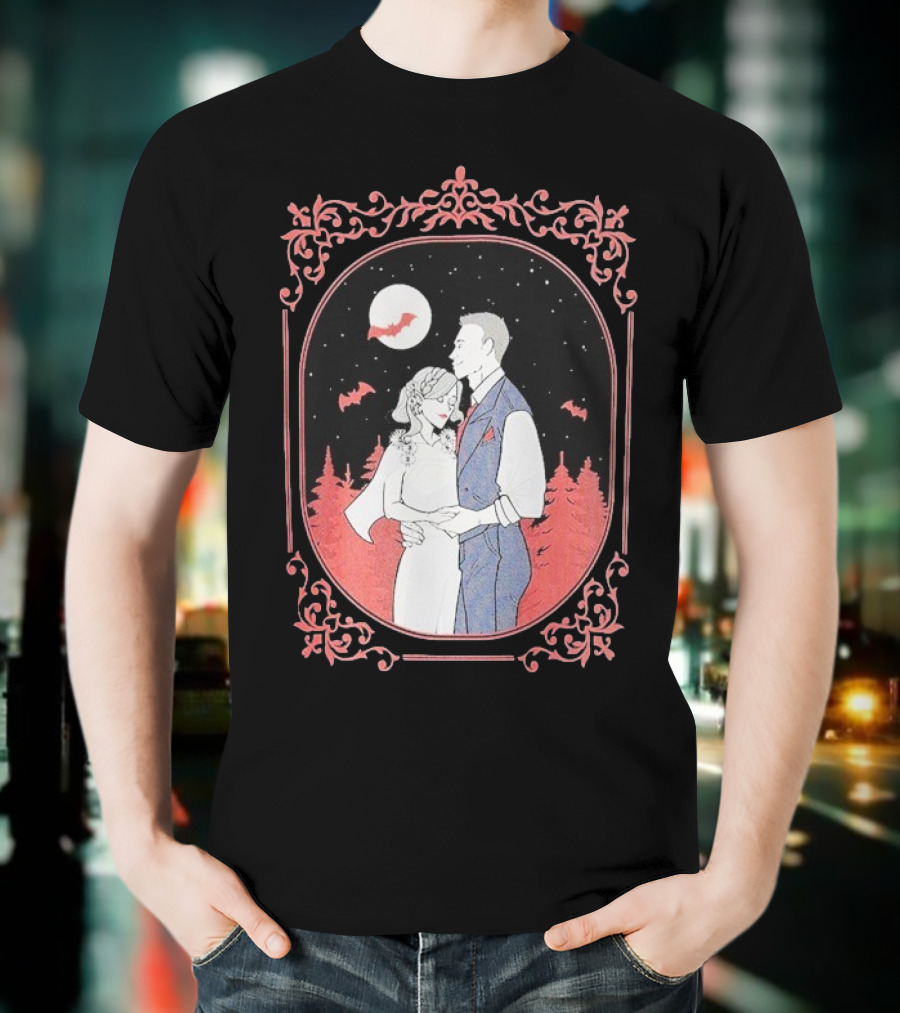 Ali Hazelwood’s Bride And Groom Halloween Romance Under Moonlight T-Shirt