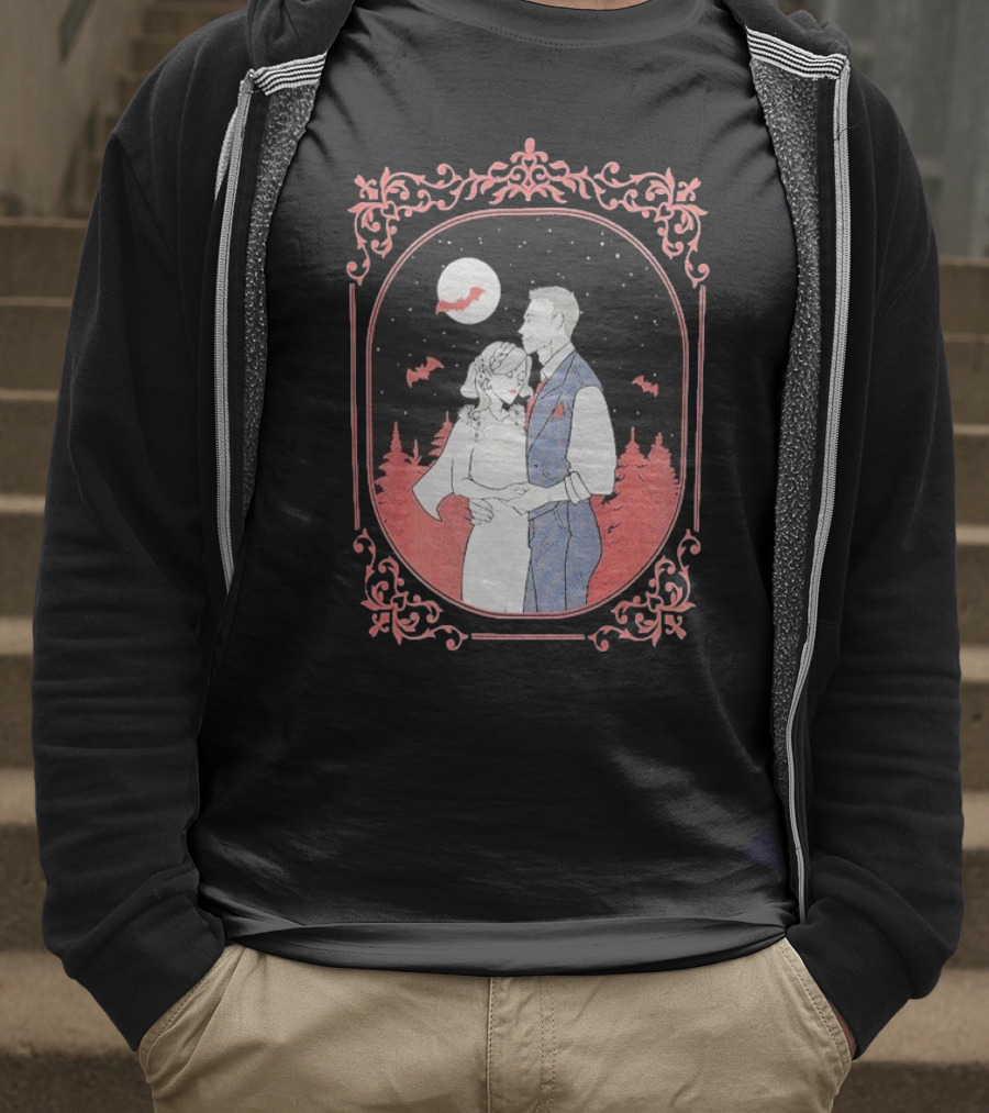 Ali Hazelwood’s Bride And Groom Halloween Romance Under Moonlight T-Shirt