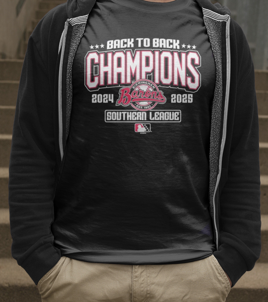 Back To Back Champions Southern League Birmingham Barons 2024 2025 T-Shirt