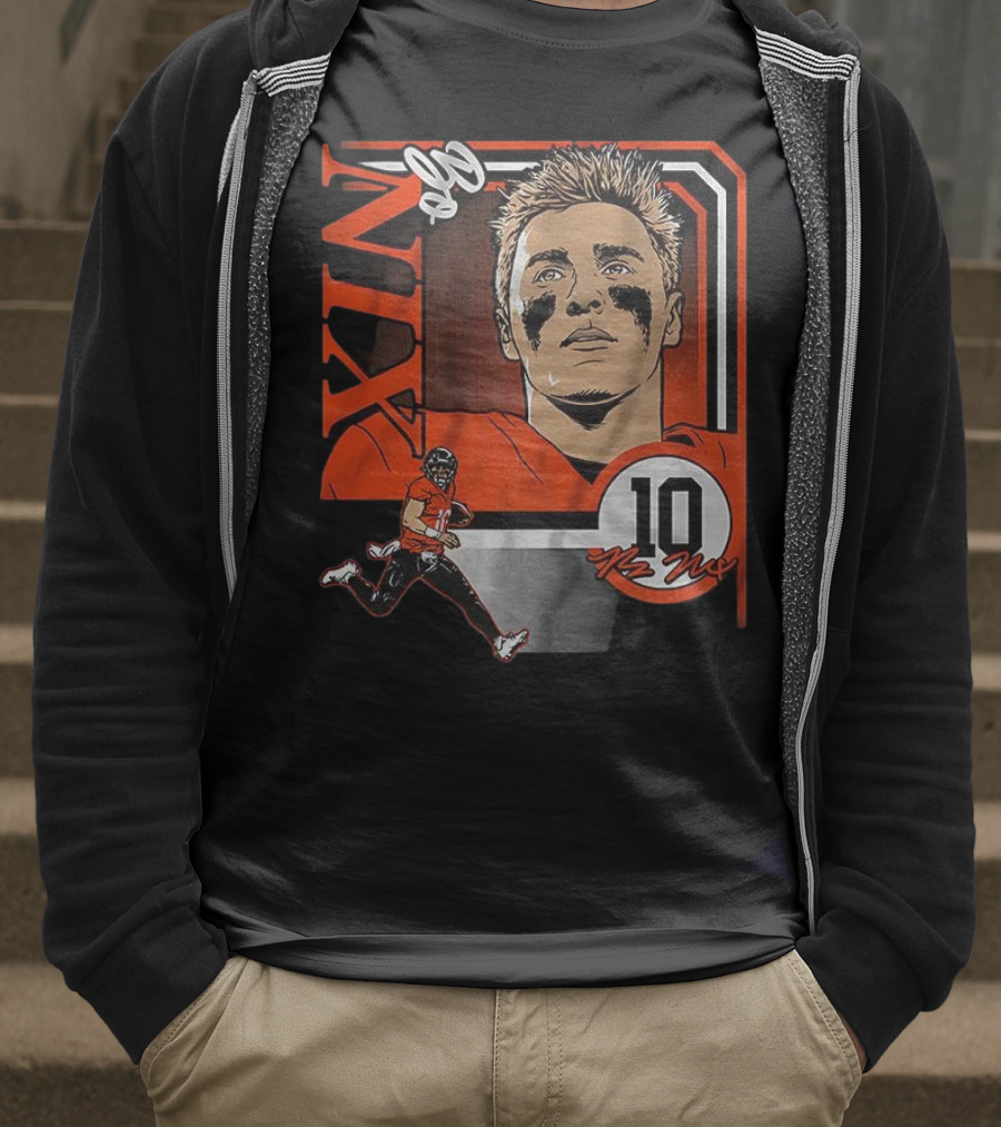 Bo Nix Number 10 Football Collage Frame Denver Broncos Elements T-Shirt