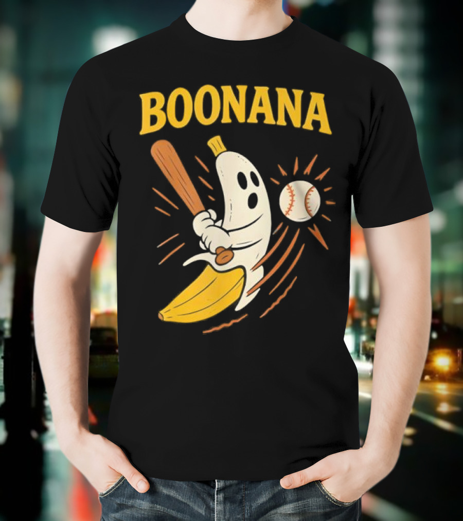 Boonana Baseball Funny Halloween Ghost Banana Costume T-Shirt