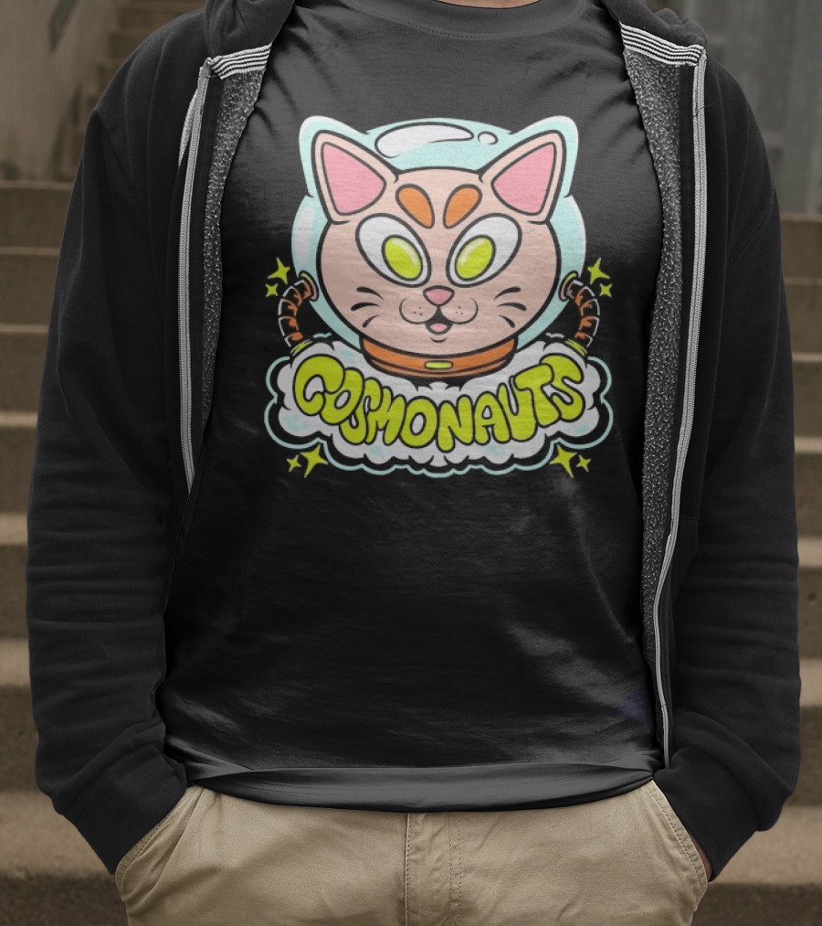 Cosmonauts Sylvester Space Cat Cartoon Logo T-Shirt