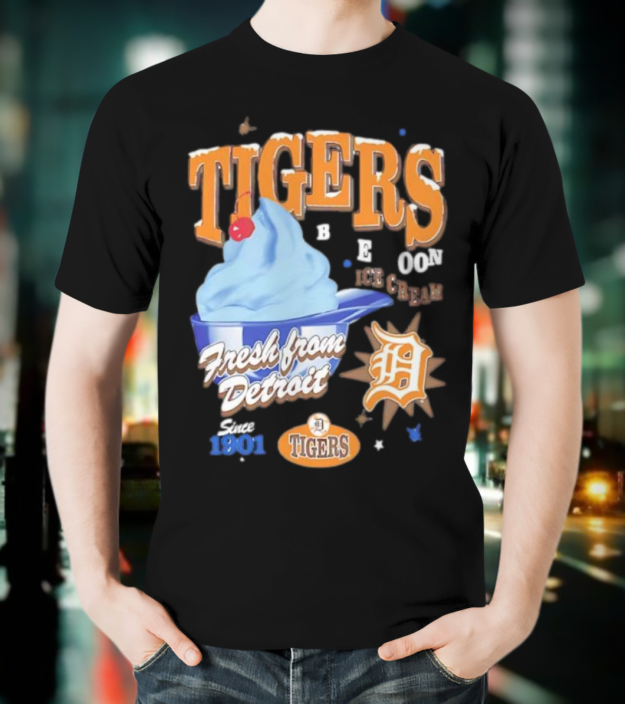Tigers Blue Moon Ice Cream Fresh From Detroit Since 1901 T-Shirt