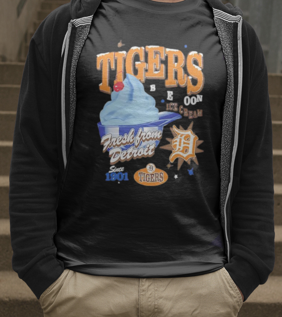 Tigers Blue Moon Ice Cream Fresh From Detroit Since 1901 T-Shirt