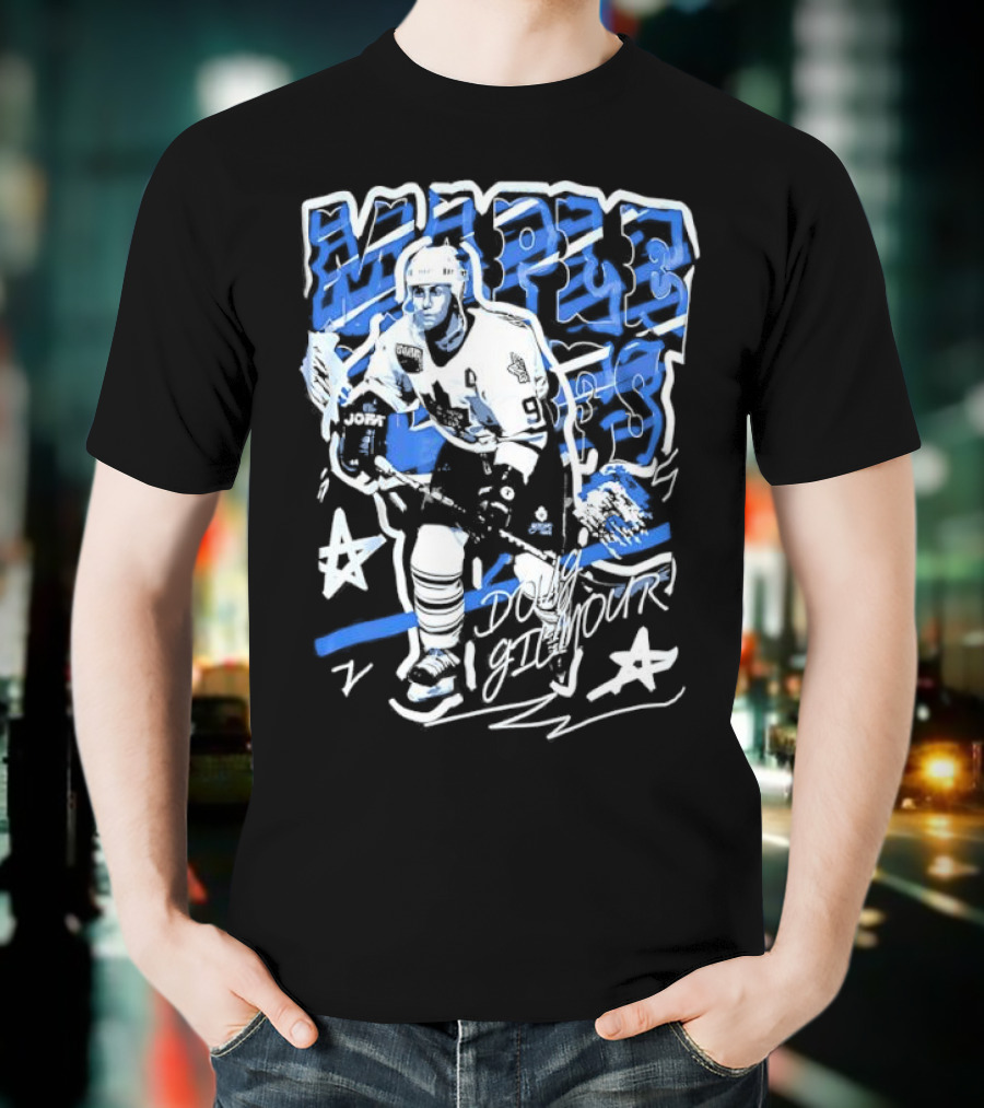 Doug Gilmour Toronto Maple Leafs Number 93 Hockey Player Signature Skating Stars T-Shirt